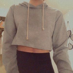 Light grey cropped hoodie
